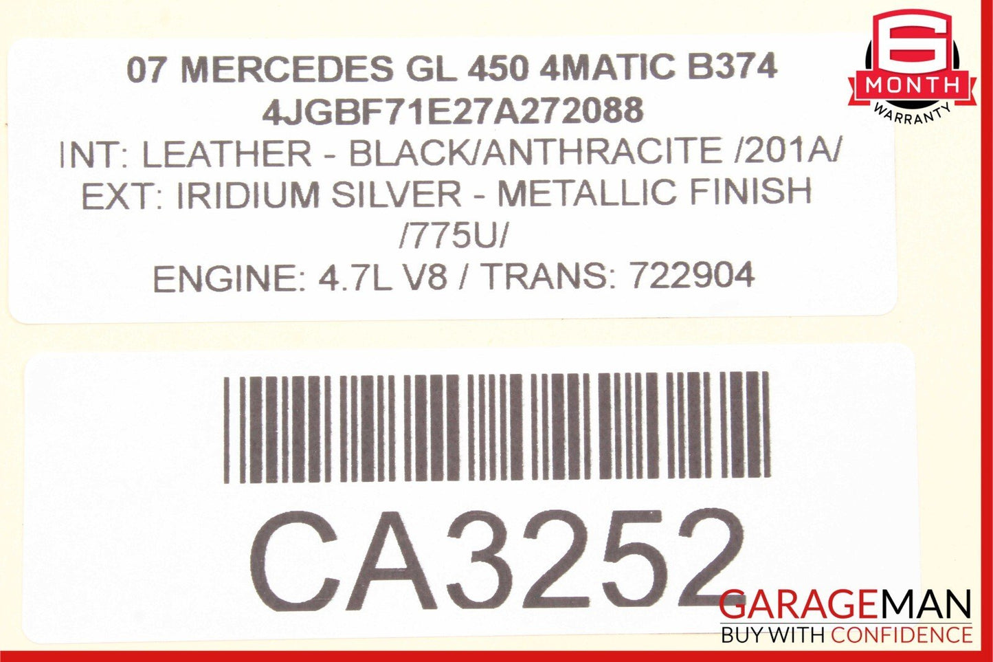 06-12 Mercedes X164 GL450 GL350 Rear Left Side Door Wire Harness Wiring OEM