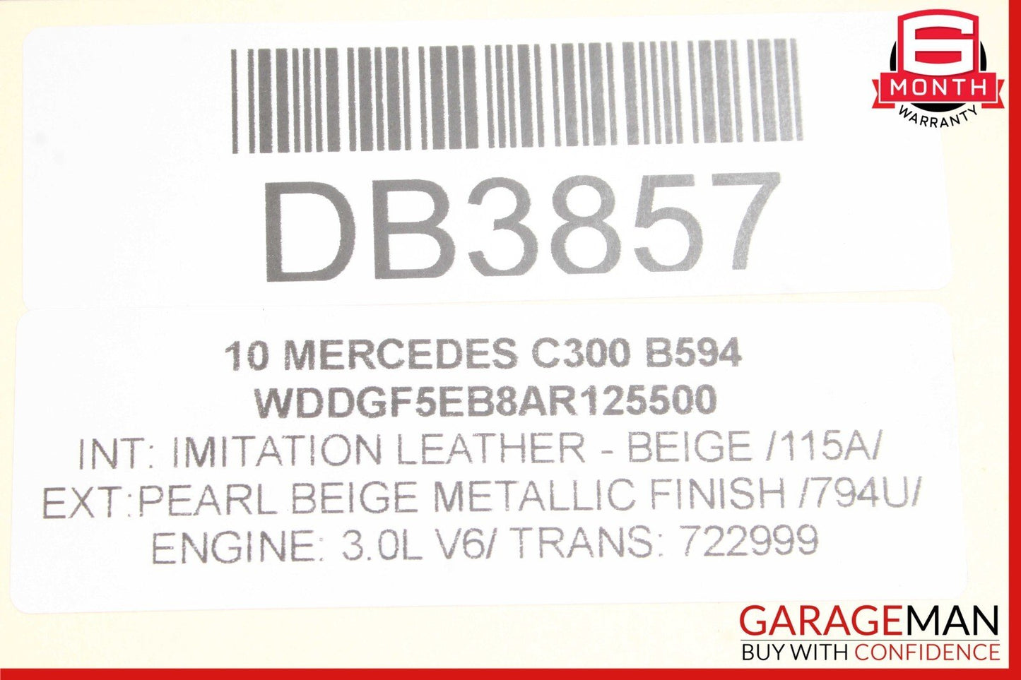 08-14 Mercedes W204 C300 Sedan Front Right Side Interior Door Trim Panel Beige