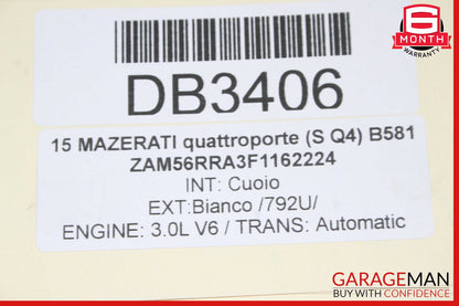 14-18 Maserati Quattroporte Panoramic Sun Roof Sunroof Sliding Frame Panel Glass