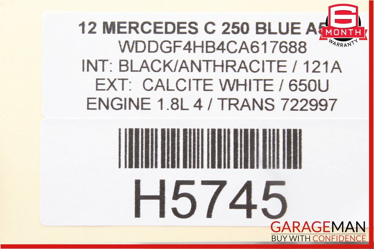 08-15 Mercedes W204 C250 Rear Trunk Lid Lock Latch Actuator Cylinder Assembly