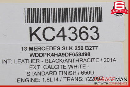 12-20 Mercedes R172 SLK250 Left Convertible Top Main Drive Lift Cylinder OEM