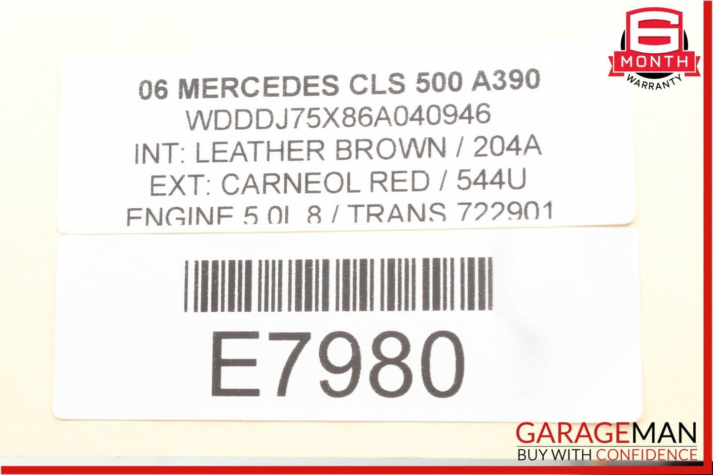 03-11 Mercedes W211 E350 CLS500 Rear Overhead Dome Light 2118206601 Brown OEM