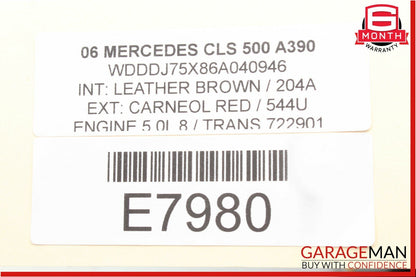 03-11 Mercedes W211 E350 CLS500 Rear Overhead Dome Light 2118206601 Brown OEM