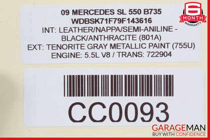 05-12 Mercedes R230 SL500 SL550 Interior Overhead Top Upper Dome Reading Light