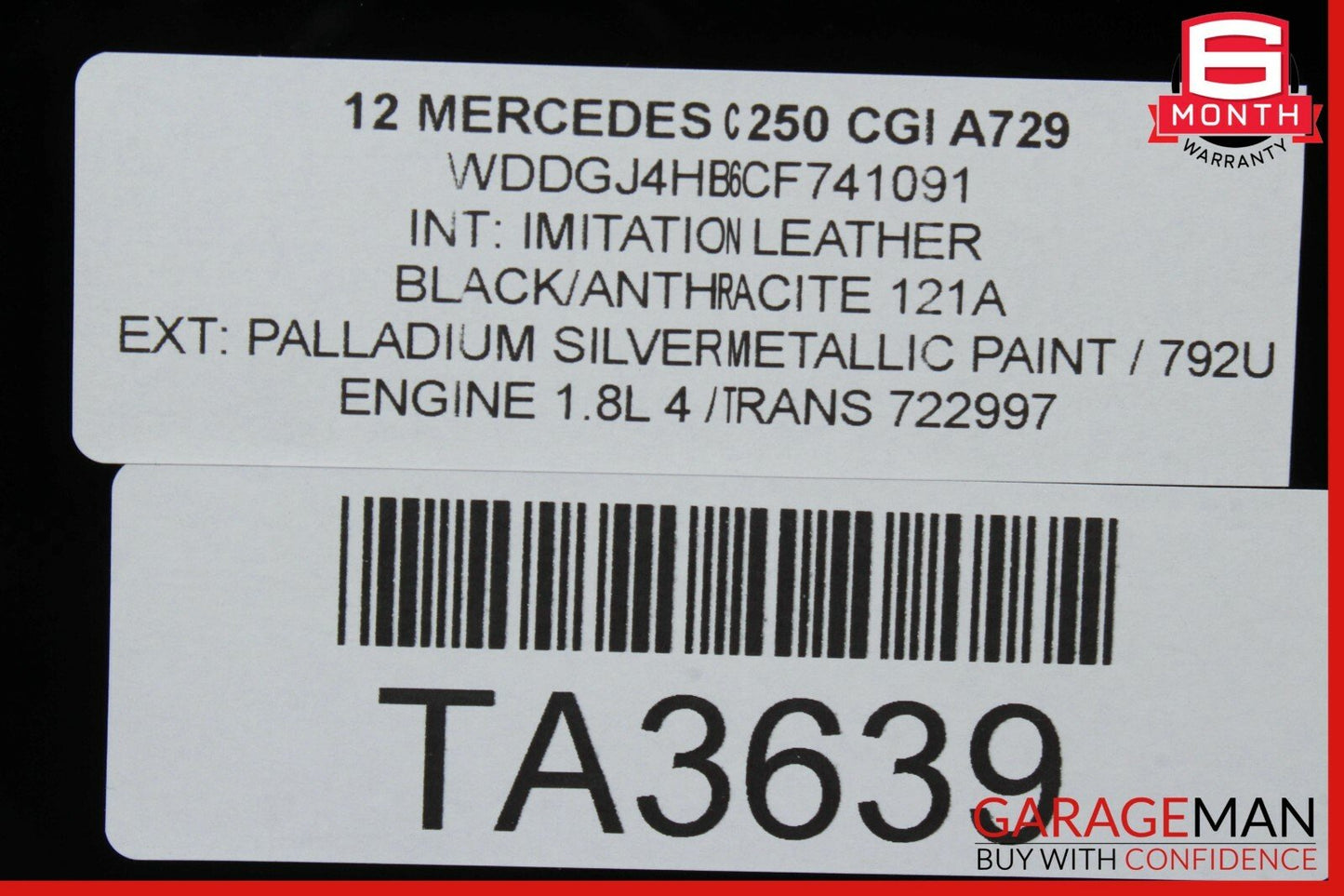 10-17 Mercedes C250 C350 E350 E550 Coupe Center Middle Panoramic Roof Glass