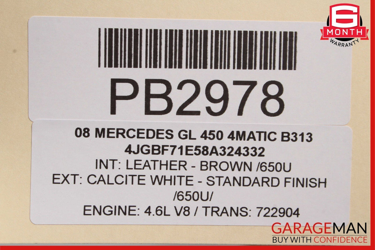 07-12 Mercedes X164 GL450 GL550 Front Right Side Lower Bottom Seat Cushion Cover