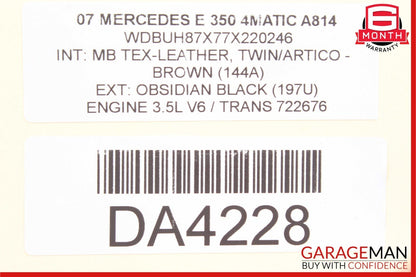 07-09 Mercedes W211 E350 Front Left / Right Top Upper Seat Cushion Cover Brown