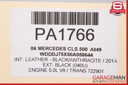 06-11 Mercedes W219 CLS500 CLS550 Rear Left Interior Door Panel Cover Black