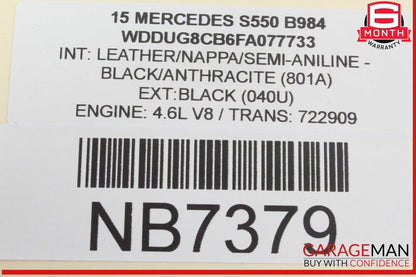 14-17 Mercedes W222 S550 Rear Overhead Vanity Mirror Black 2228100717 OEM