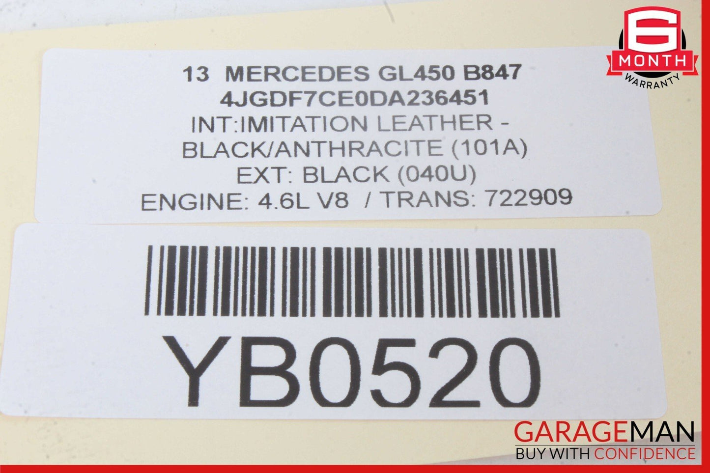 13-16 Mercedes X166 GL450 GL550 Roof Curtain Air Bag Right Passenger Side OEM