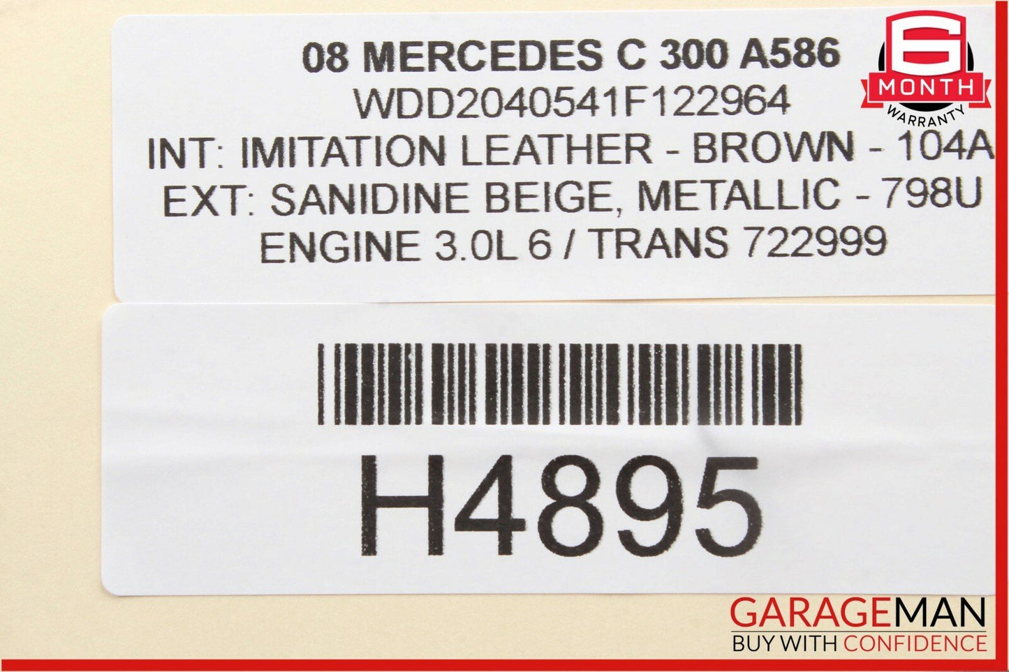 08-14 Mercedes W204 C300 Rear Right Side Door Window Regulator Motor Unit