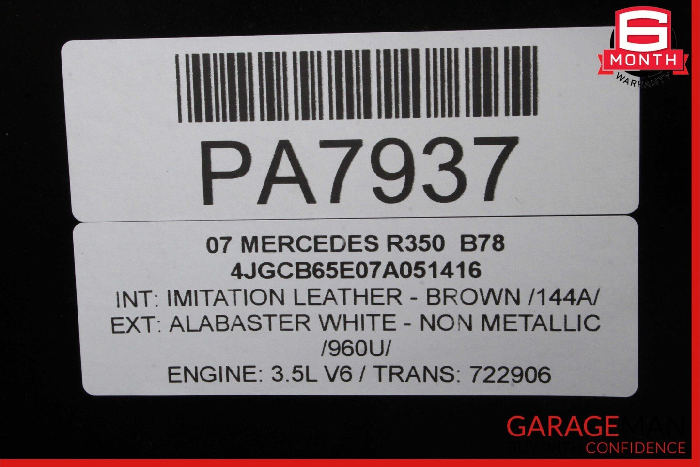06-12 Mercedes W251 R500 R350 R550 Rear Panoramic Pano Sunroof Sun Roof Glass
