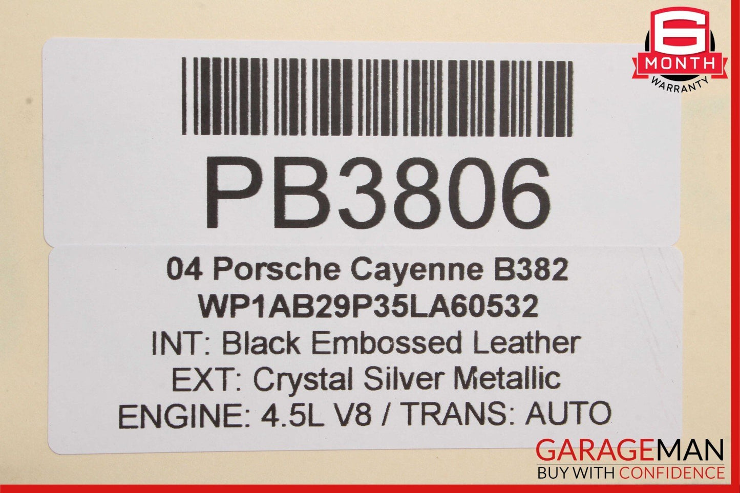 03-06 Porsche Cayenne 955 Rear Left Driver Side Exterior Door Shell Panel Silver