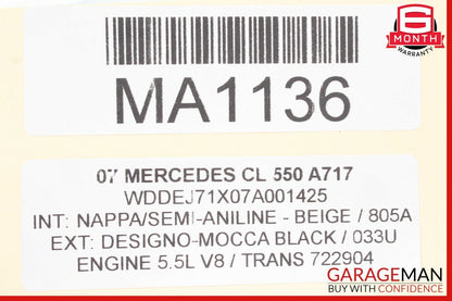 07-10 Mercedes W216 CL550 CL600 Windshield Night Vision Camera Trim Cover Gray