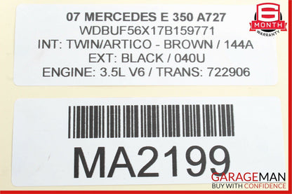 07-09 Mercedes W211 E320 E550 Front Center Bumper Grill Grille Trim Cover Panel
