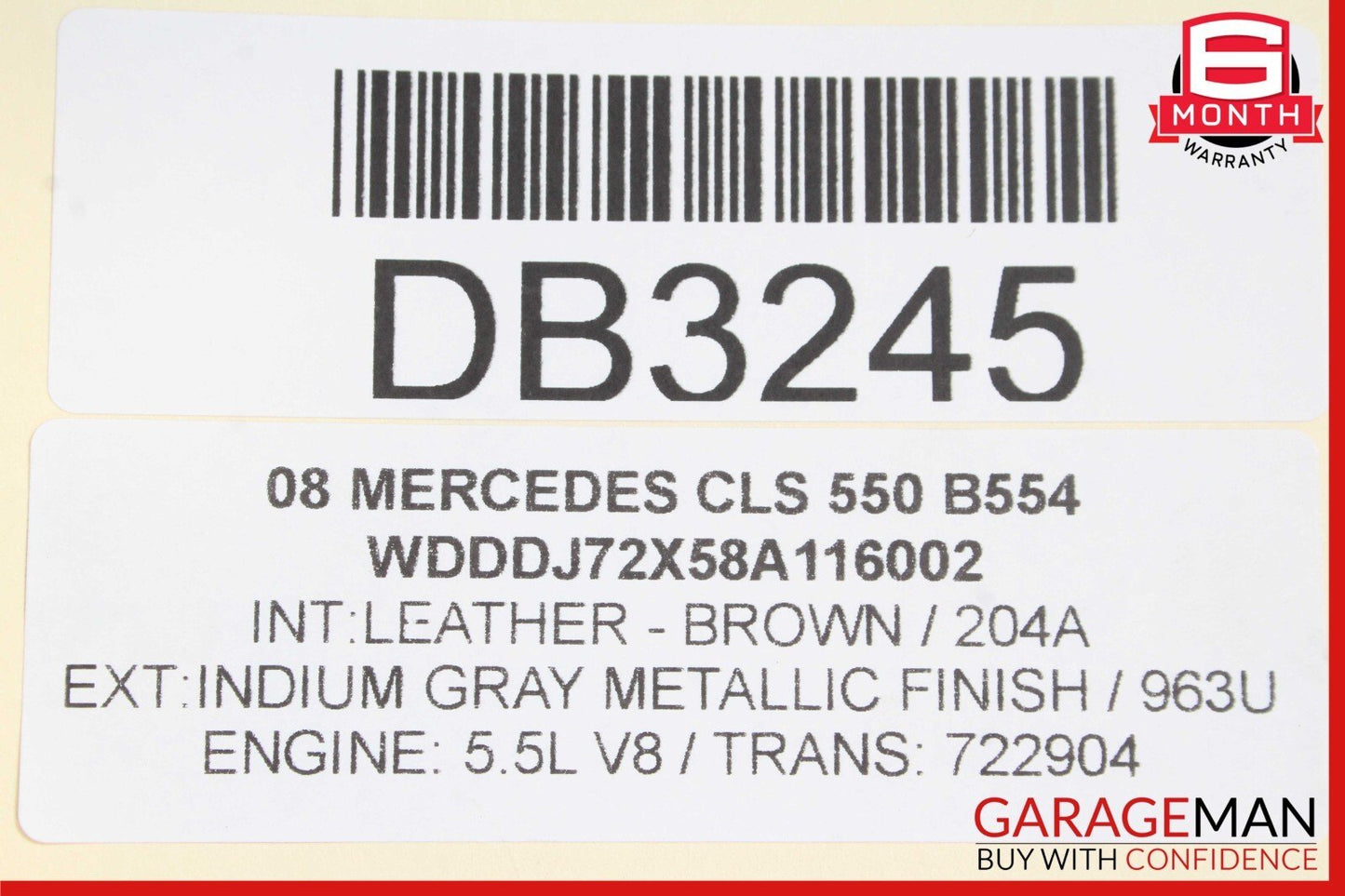 06-11 Mercedes W219 CLS500 Front Right or Left Side Top Upper Seat Cushion Brown