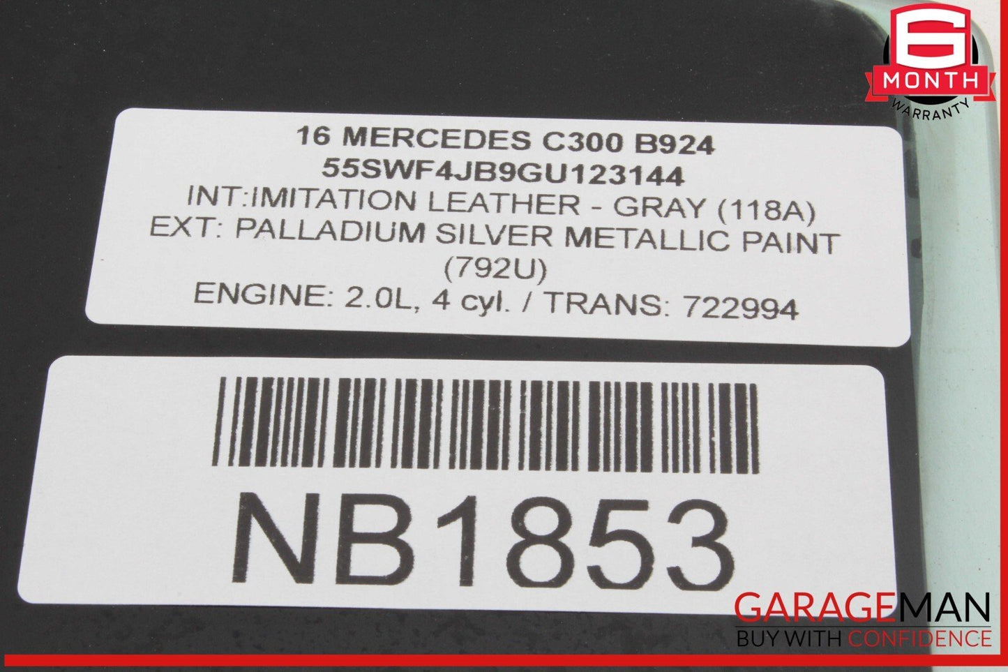 15-21 Mercedes W205 C300 C400 Rear Left Driver Side Door Window Glass OEM