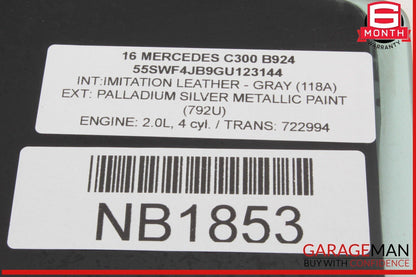 15-21 Mercedes W205 C300 C400 Rear Left Driver Side Door Window Glass OEM