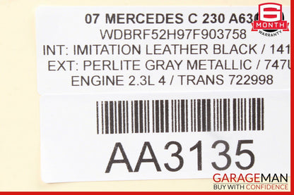 01-07 Mercedes W203 C230 C320 Rear Right Side Door Window Regulator Motor