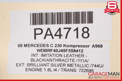 05-07 Mercedes W203 C230 C350 Front Left Top Upper Seat Cushion Anthracite