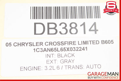 05-08 Chrysler Crossfire Convertible Rear Soft Top Tonneau Shell Cover Panel OEM
