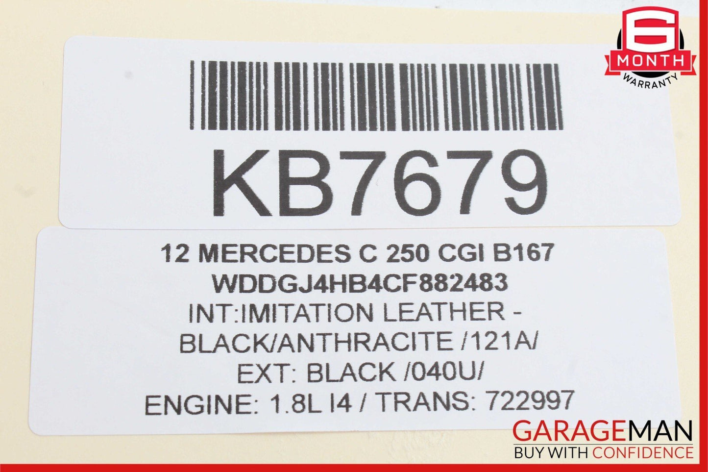 08-14 Mercedes W204 C300 C250 Interior Front Top Upper Rear View Mirror Black