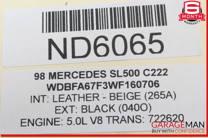 94-02 Mercedes R129 SL500 SL600 Front Right Side Exterior Door Handle OEM
