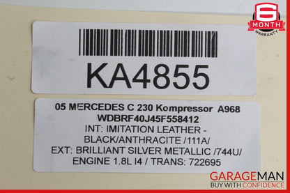 01-07 Mercedes W203 C230 Rear Right Seat Belt Seatbelt Retractor Black OEM