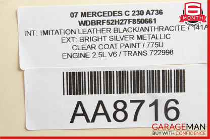01-07 Mercedes W203 C230 C280 Rear Right Side Door Window Regulator Motor Unit