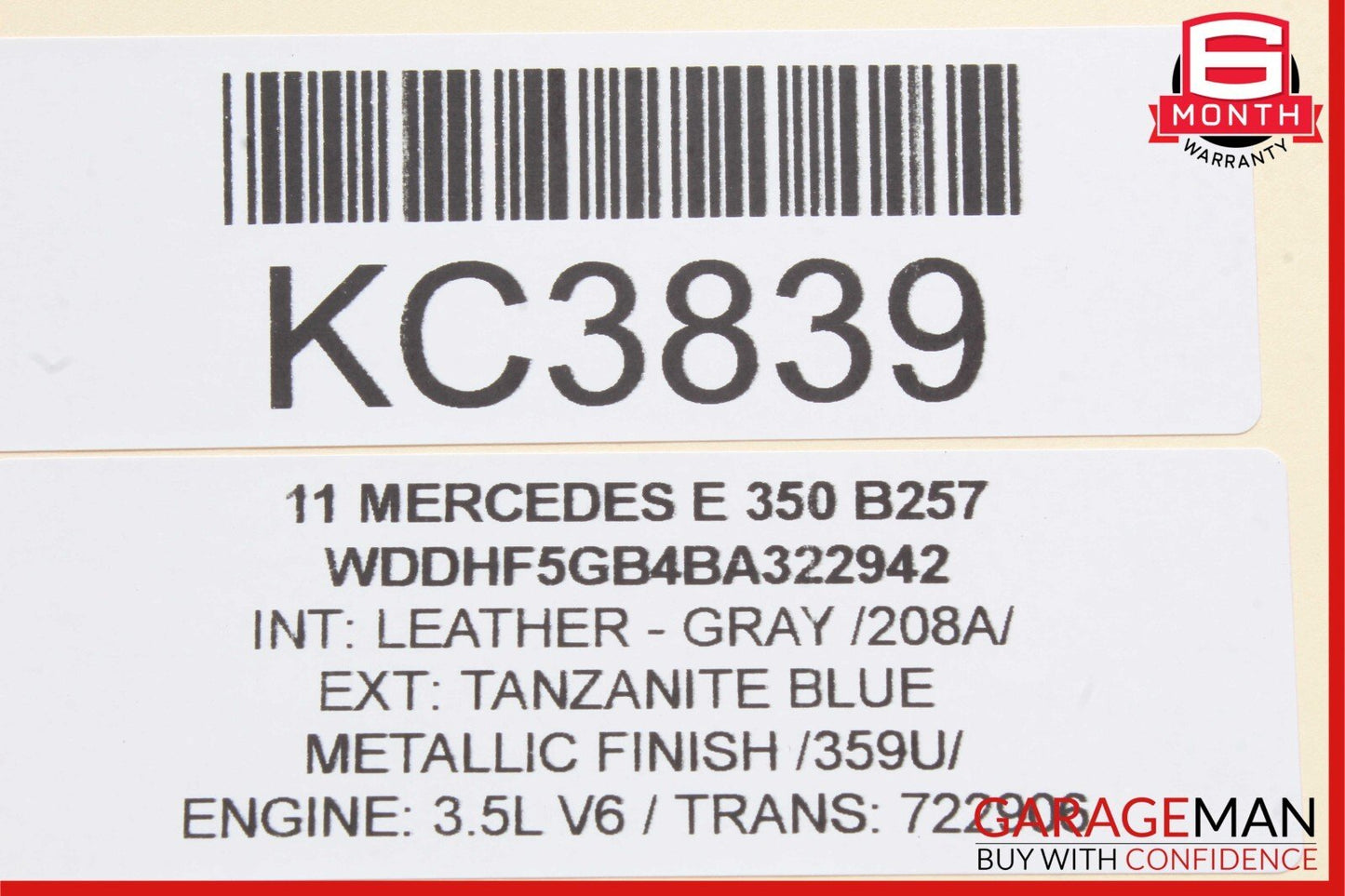 10-14 Mercedes W212 E350 Rear Right Passenger Side Door Window Regulator Motor