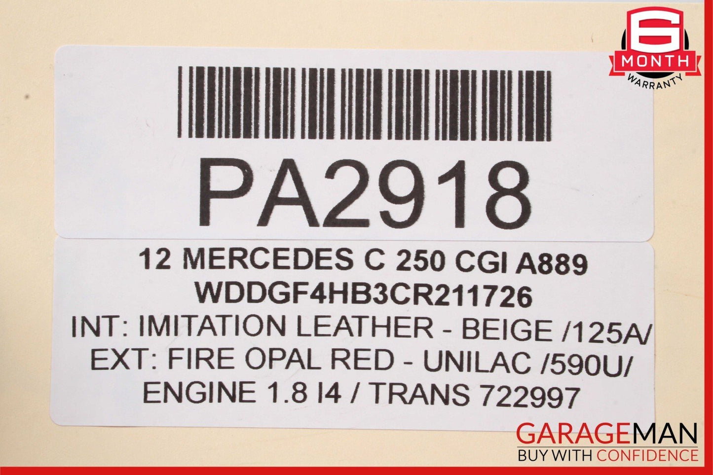 12-15 Mercedes C250 SLK250 7G Tronic Automatic Transmission Assembly 722.997 72k