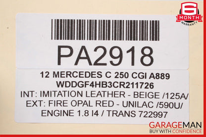 12-15 Mercedes C250 SLK250 7G Tronic Automatic Transmission Assembly 722.997 72k