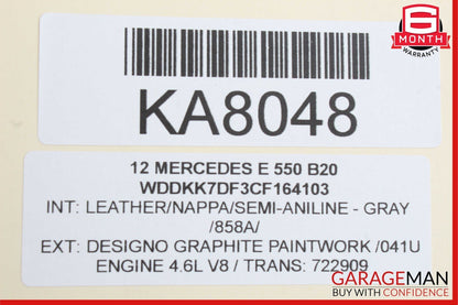 10-16 Mercedes W212 E550 Front Right Side Seat Belt Seatbelt Retractor Assembly