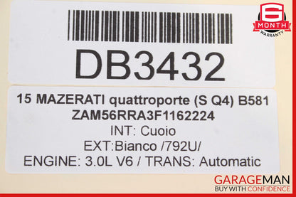 14-18 Maserati Quattroporte Rear Right Passenger Side Interior Door Panel OEM