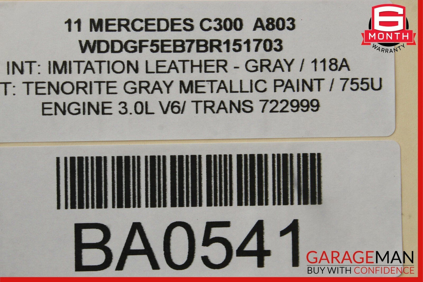 08-14 Mercedes W204 C250 C300 Rear Left Driver Side Exterior Door Handle Gray