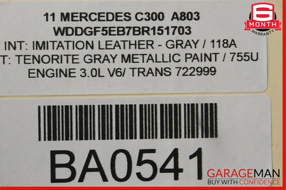 08-14 Mercedes W204 C250 C300 Rear Left Driver Side Exterior Door Handle Gray