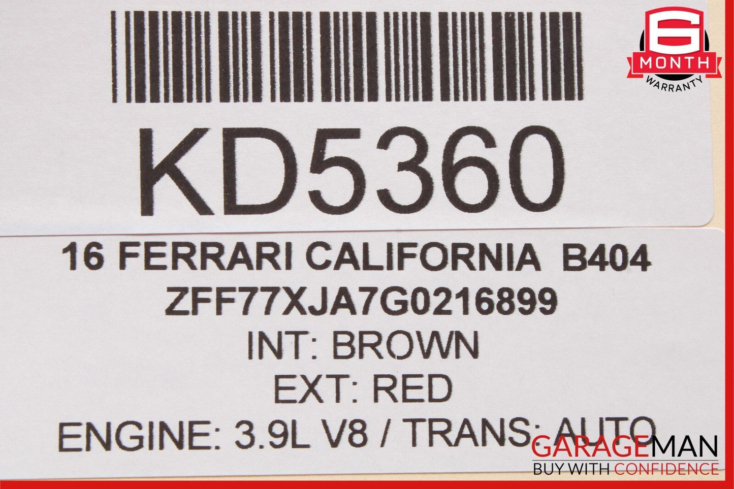15-18 Ferrari California T Right Trunk Carpet 86062500 OEM