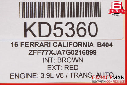 15-18 Ferrari California T Right Trunk Carpet 86062500 OEM