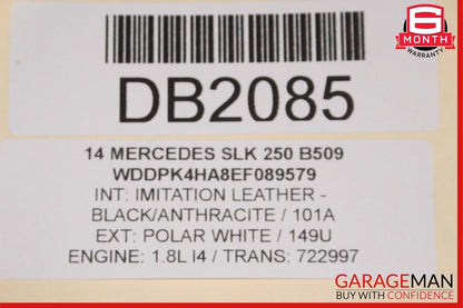 12-16 Mercedes R172 SLK250 Front Right Lower Bottom Seat Cushion Anthracite