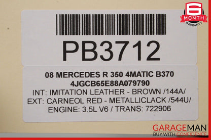 06-10 Mercedes W251 R350 R550 Front Left Top Upper Seat Cushion Leather Brown