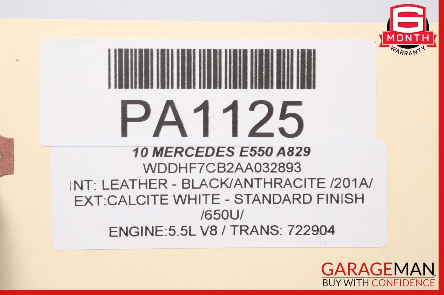 10-16 Mercedes W212 E350 E400 Front Left Top Upper Seat Cushion Cover Black OEM