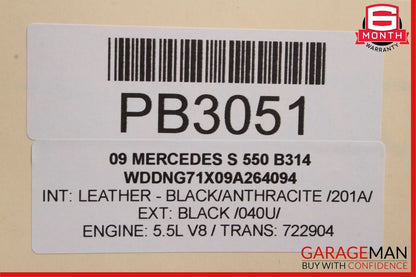07-09 Mercedes W221 S550 Front Right Passenger Side Upper Top Seat Cushion Black