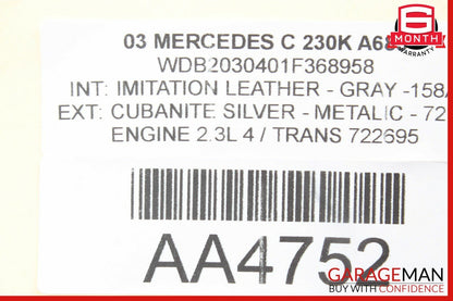 01-07 Mercedes W203 C230 C280 Rear Right Side Door Window Regulator Motor Unit