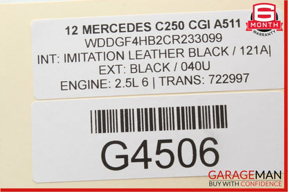 08-14 Mercedes W204 C250 Rear Left Driver Side Exterior Door Handle Black