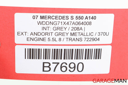 07-09 Mercedes W221 S550 S600 Front Right Side Mirror Door Rear View Gray OEM