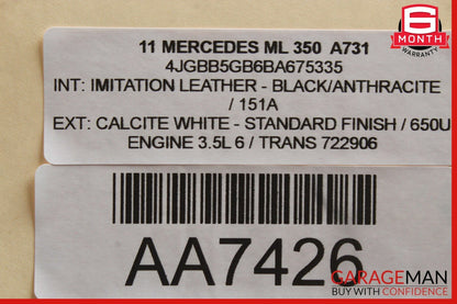 06-12 Mercedes W164 ML350 GL450 Rear Left Exterior Door Handle White OEM