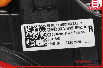2019-2024 Audi A3 Rear Right Passenger Side LED Outer Tail Light Lamp 83A945092A