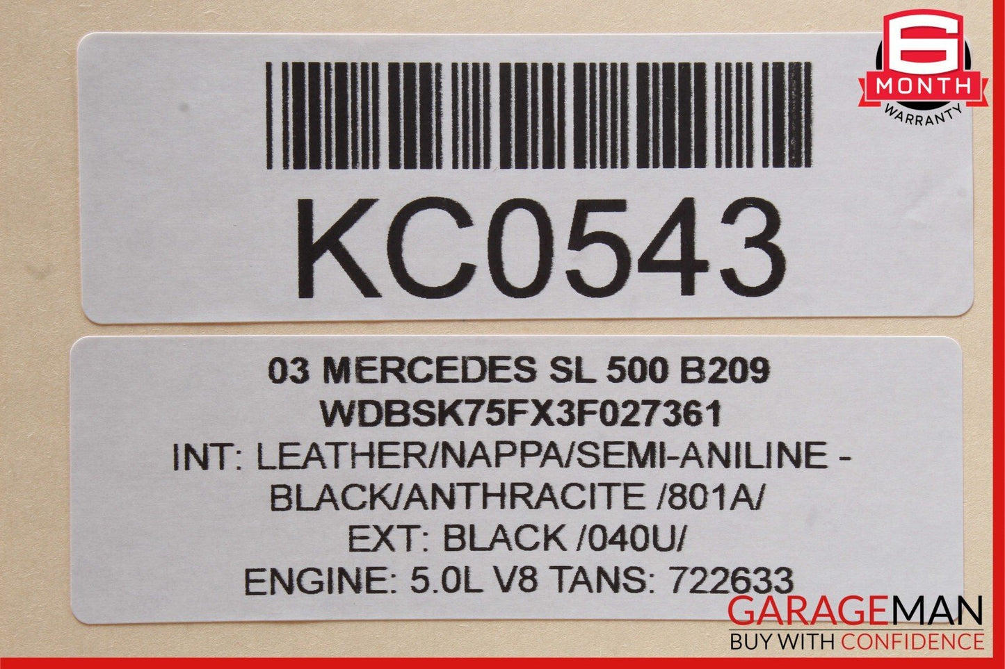 03-06 Mercedes R230 SL500 Steering Column Control Switches Shroud Black OEM