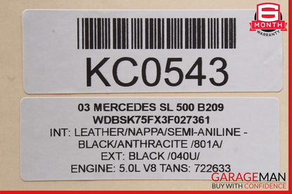 03-06 Mercedes R230 SL500 Steering Column Control Switches Shroud Black OEM
