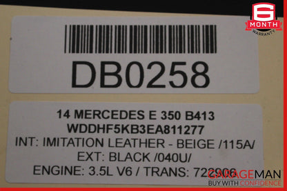 14-16 Mercedes W212 E350 E550 Rear Right Interior Door Panel Trim Cover Beige